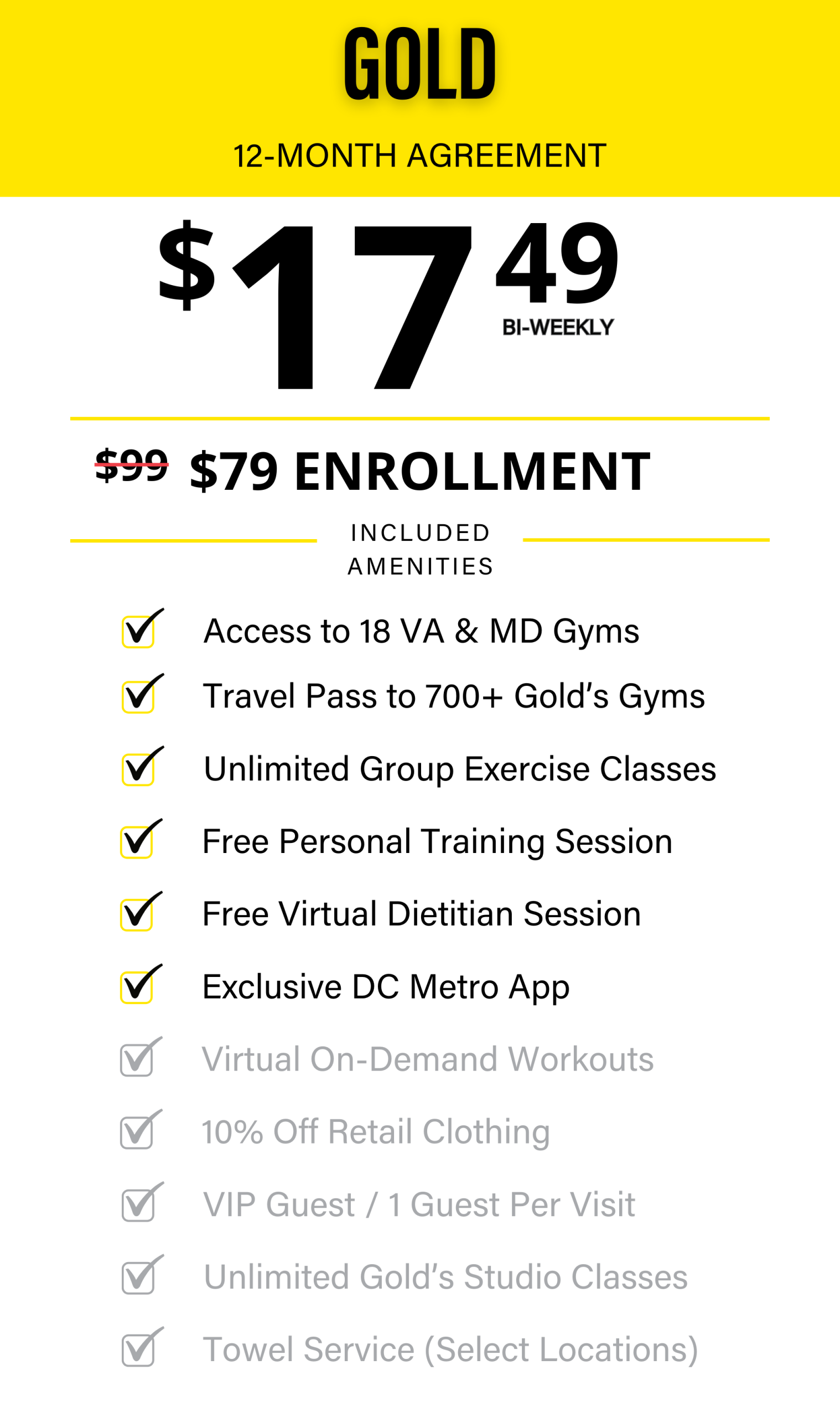 How Much is a Gold'S Gym Membership Per Month